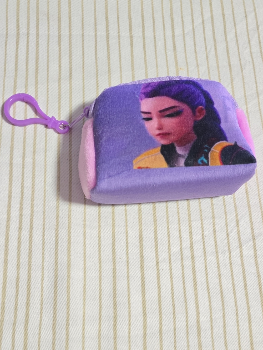 K-pop Purple Character Plush Keychain Pouch